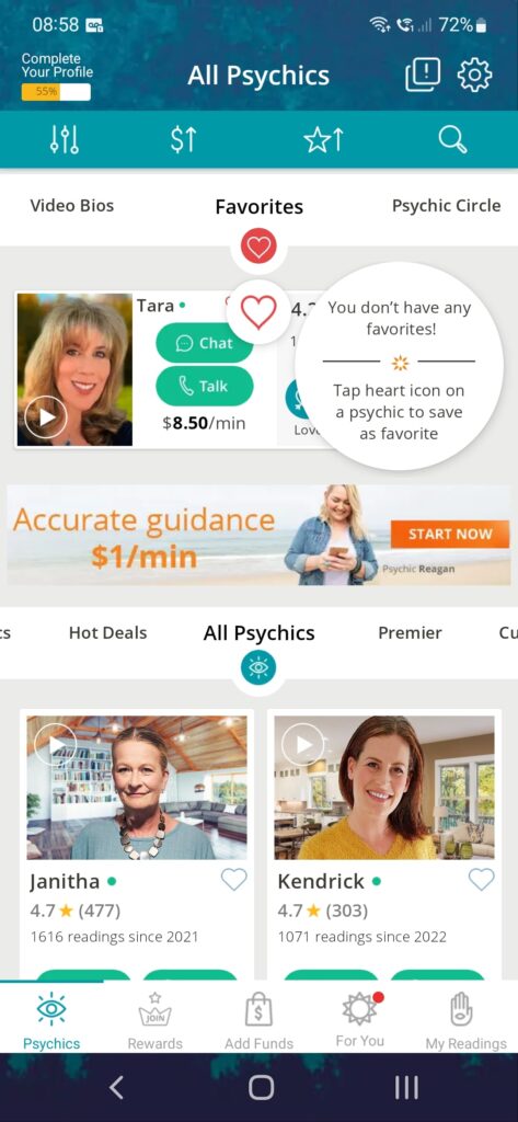 California Psychics Mobile App Screenshot